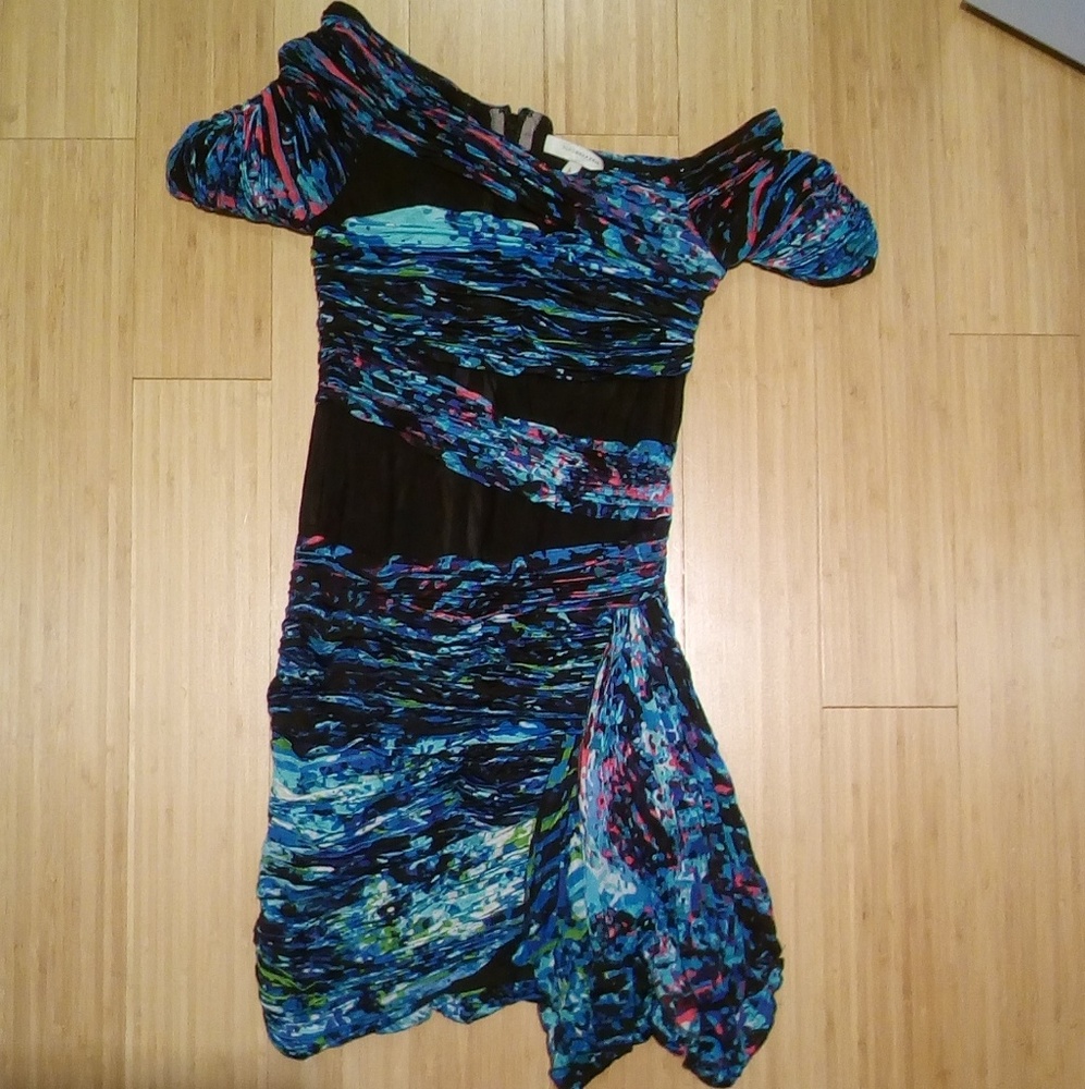Bcbg runway dress with mesh cutouts